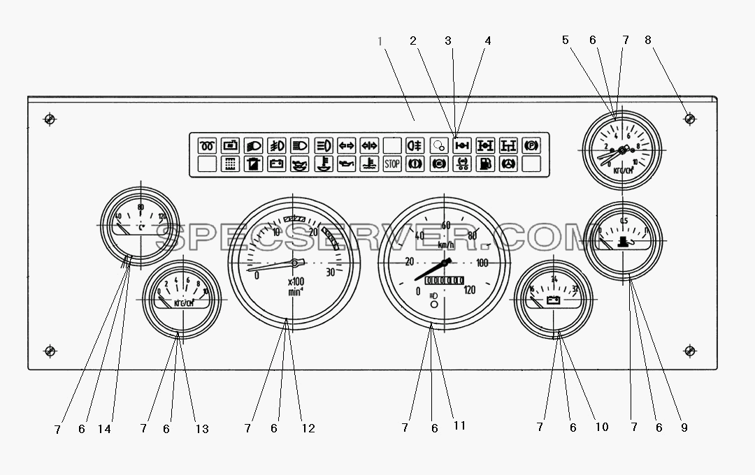 Панель приборов для Урал-63674 (список запасных частей)