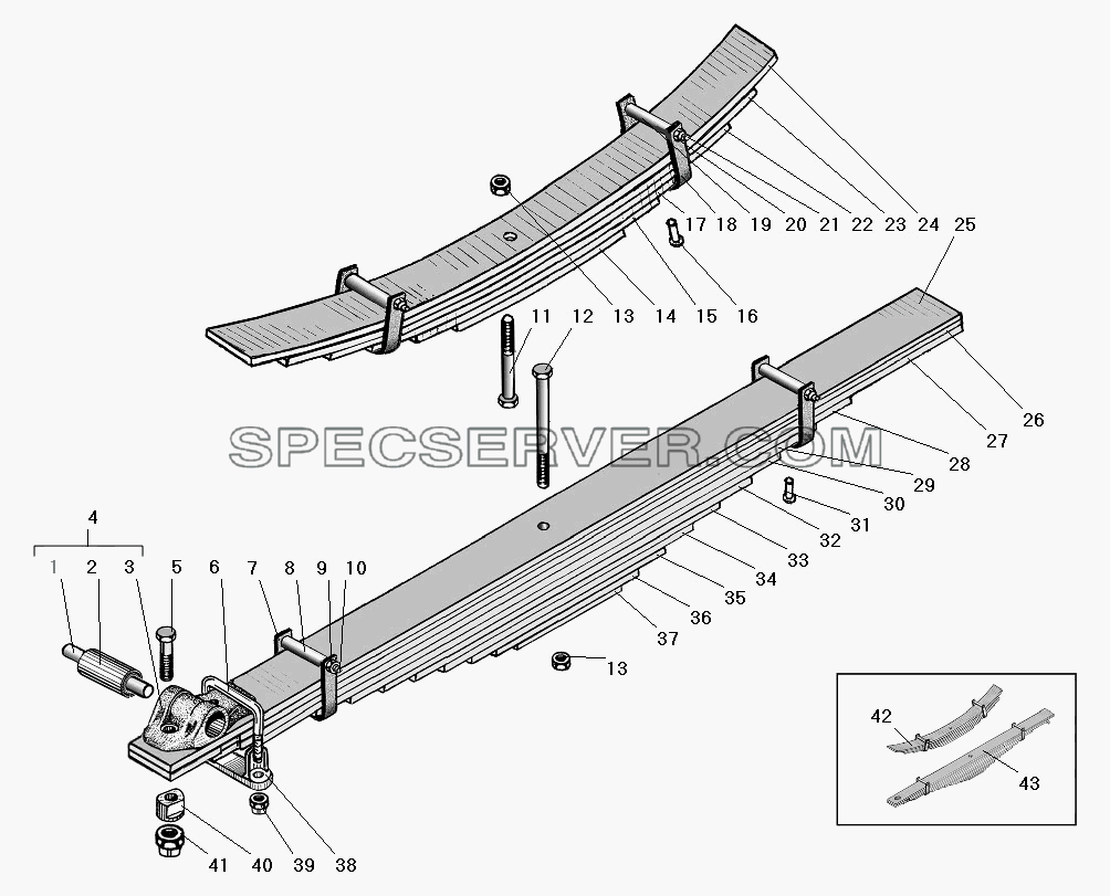 Задняя рессора для Урал-63674 (список запасных частей)
