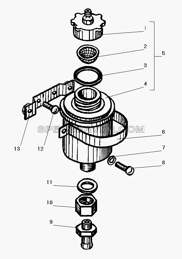 Установка бачка привода сцепления для Урал-63674 (список запасных частей)