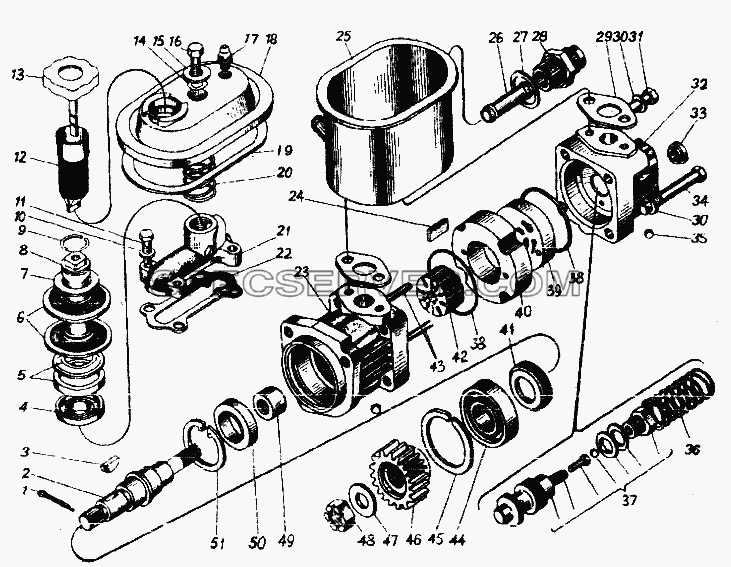 Насос усилителя рулевого управления для Урал-4420 (список запасных частей)