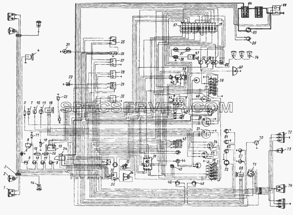 Схема электрооборудования для Урал-4420 (список запасных частей)