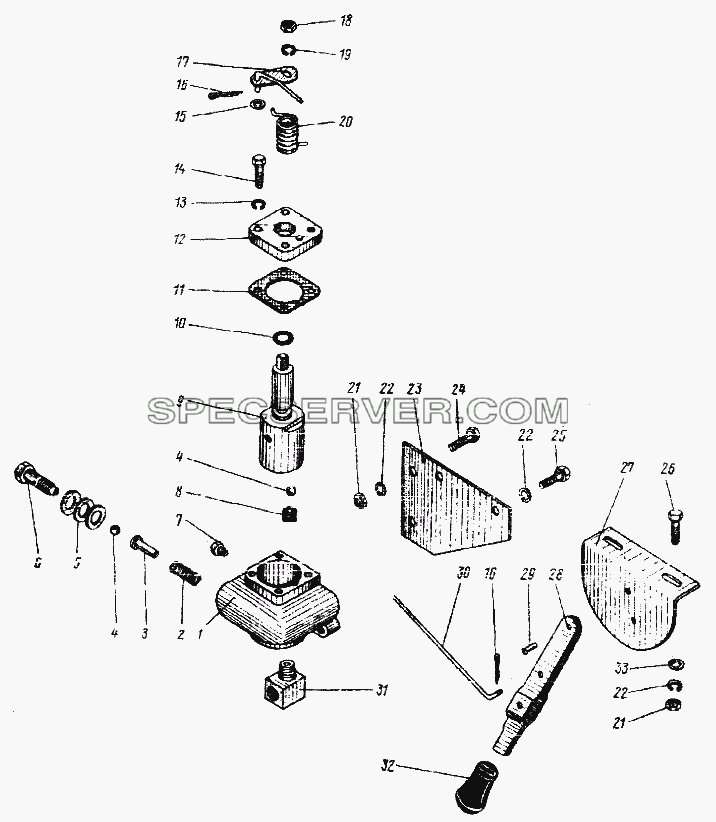 Кран гидроподъемника для Урал-4420 (список запасных частей)