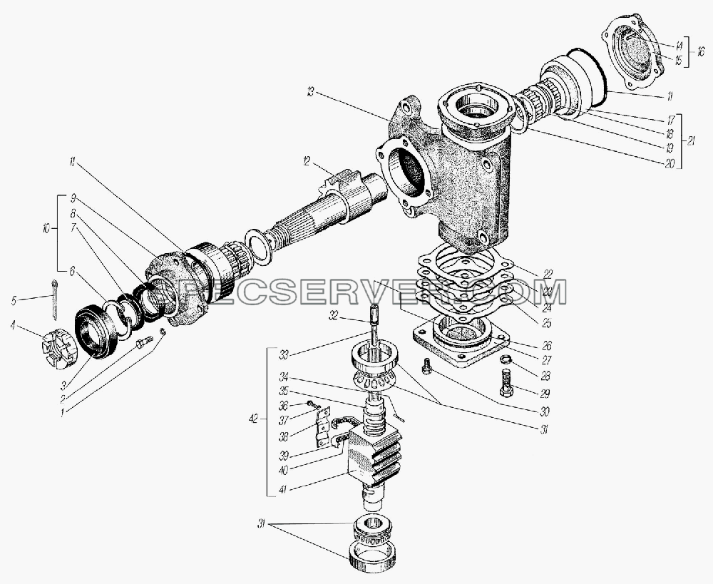 Механизм рулевой для Урал-55571-1121-70 (список запасных частей)