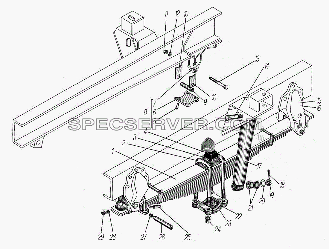 Передняя подвеска для Урал-55571-1121-70 (список запасных частей)
