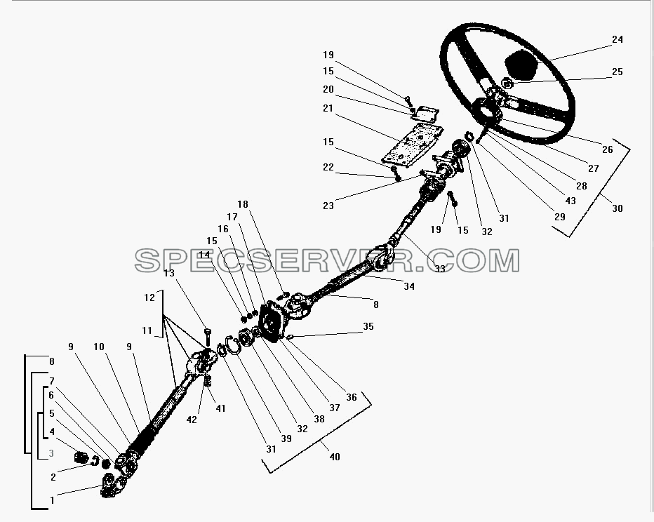 Колесо и вал рулевого управления для Урал-43206-41 (список запасных частей)