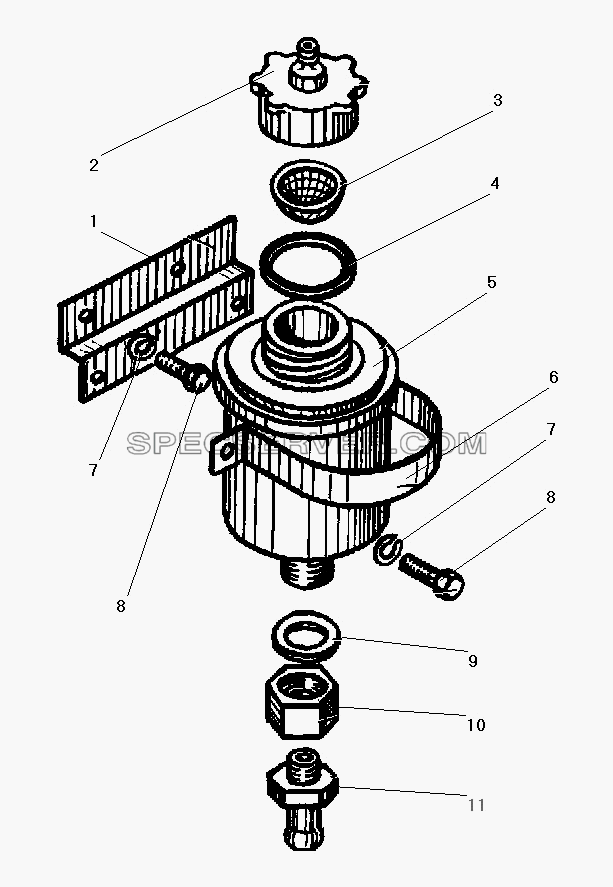 Установка бачка привода сцепления для Урал-43206-41 (список запасных частей)