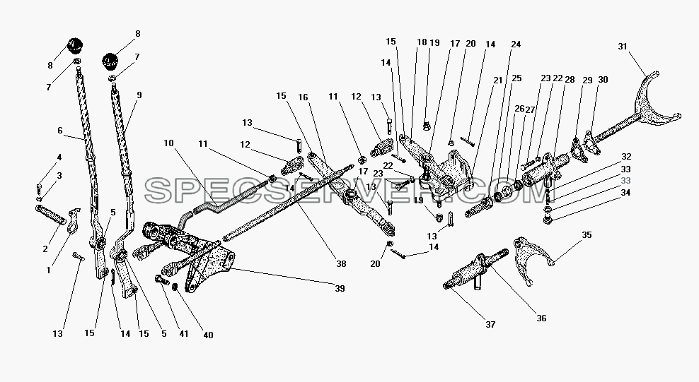 Управление и механизм переключения раздаточной коробки для Урал-43206-41 (список запасных частей)