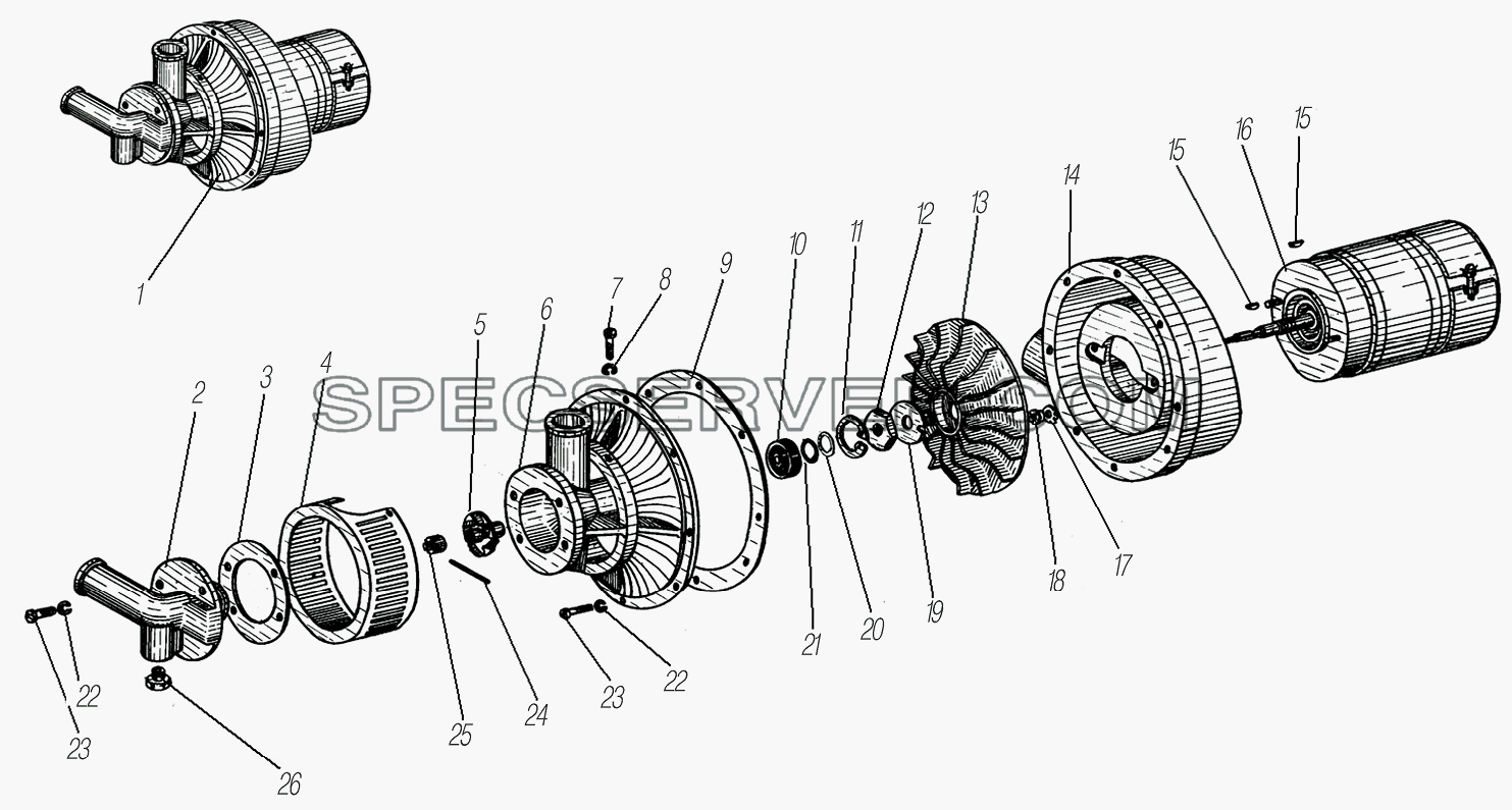 Нагнетатель насосного агрегата для Урал-4320-1951-58 (список запасных частей)