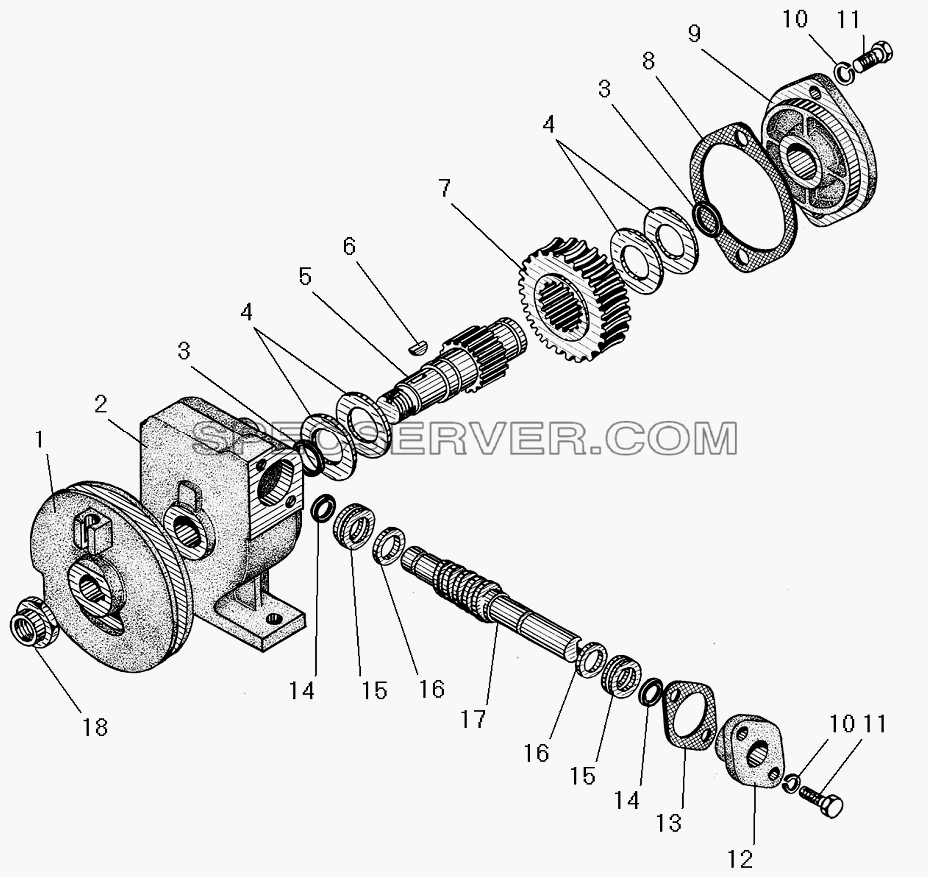 Редуктор подъема запасного колеса для Урал-4320-1951-58 (список запасных частей)
