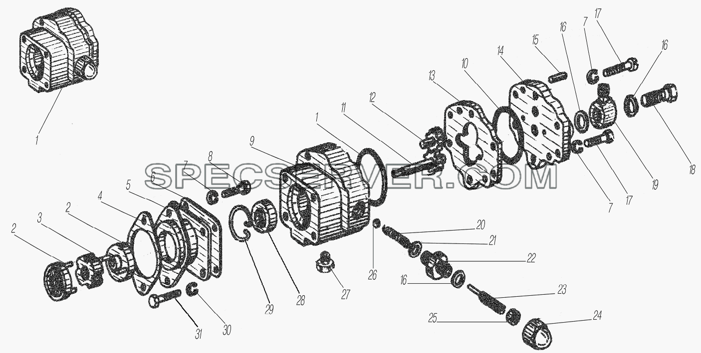 Топливный насос насосного агрегата для Урал-4320-1951-58 (список запасных частей)