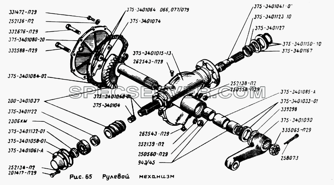 Рулевой механизм для Урал-43202 (список запасных частей)