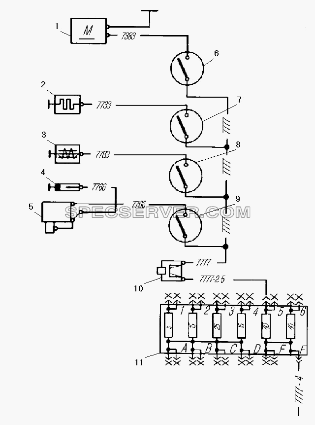 Схема подключения предпускового подогревателя для Урал-532301 (список запасных частей)