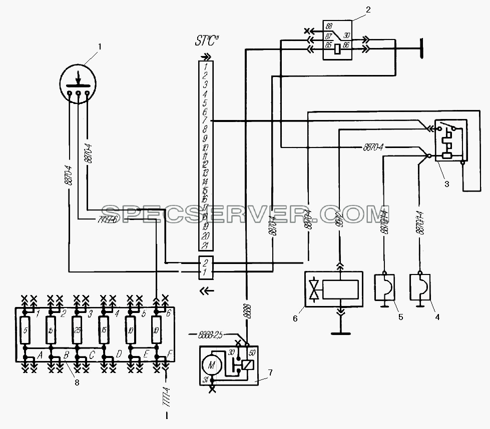 Схема подключения электрофакельного устройства для Урал-532301 (список запасных частей)