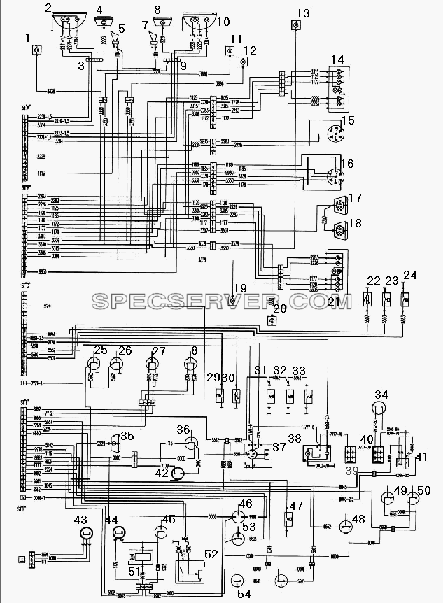 Схема подключения электрооборудования, устанавливаемого на шасси для Урал-532301 (список запасных частей)