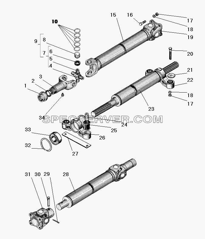 Привод лебедки для Урал-4320-41 (список запасных частей)