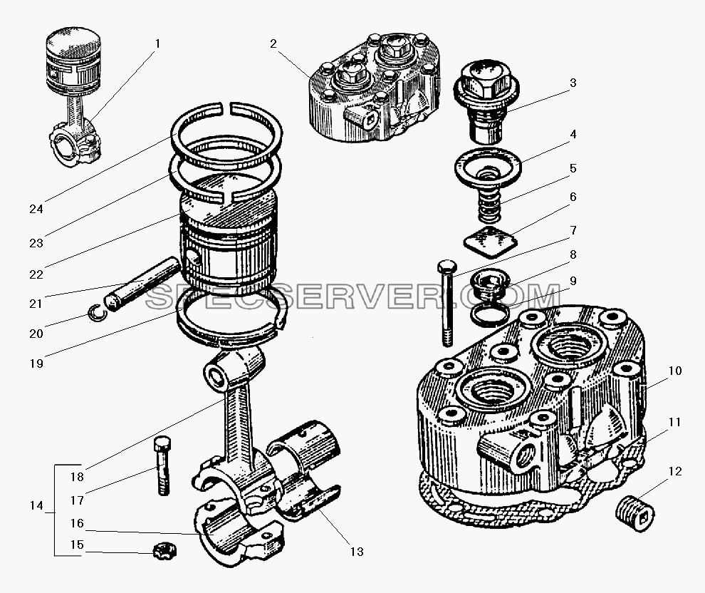 Головка и поршень компрессора для Урал-55571-40 (список запасных частей)