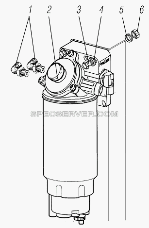 Установка фильтра грубой очистки топлива для Урал-4320-80М/82М (список запасных частей)