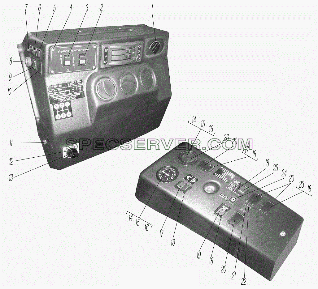 Щиток выключателей для Урал-4320-1151-59 (список запасных частей)