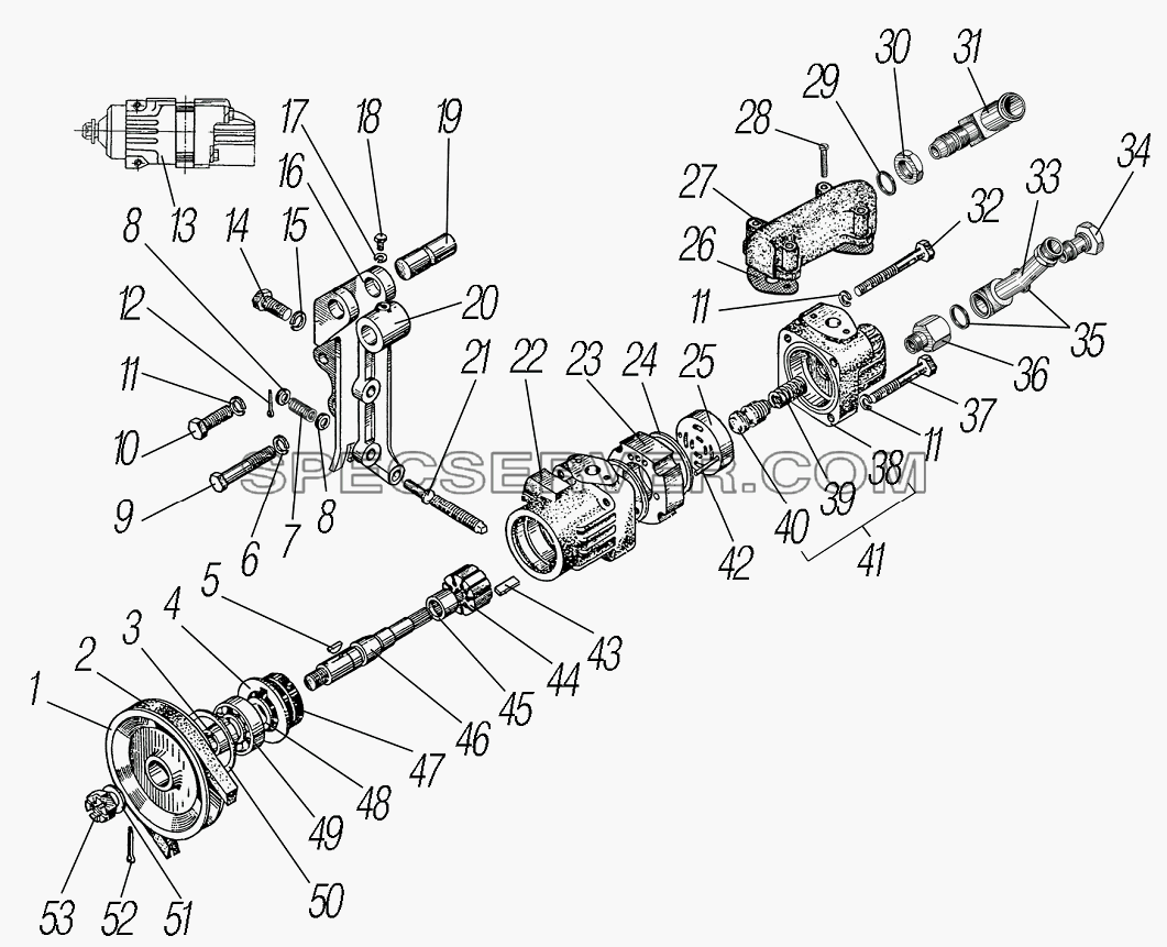 Насос гидроусилителя руля для Урал-4320-1151-59 (список запасных частей)