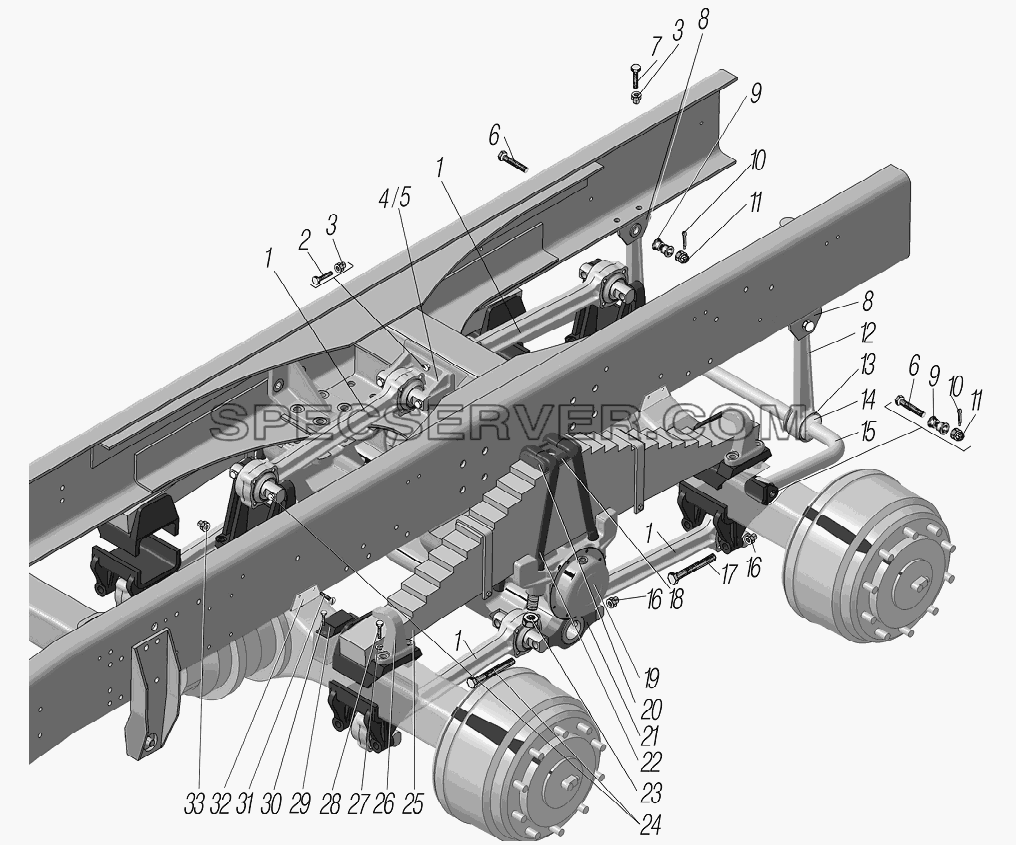 Задняя подвеска для Урал-63704 (список запасных частей)