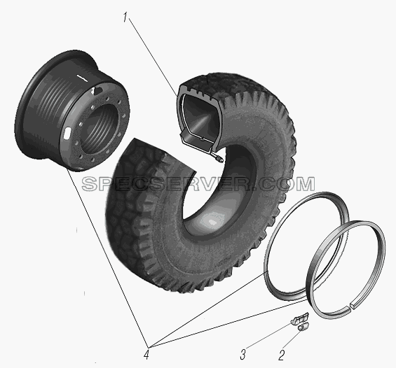 Колесо и шина для Урал-6370-1121 (список запасных частей)