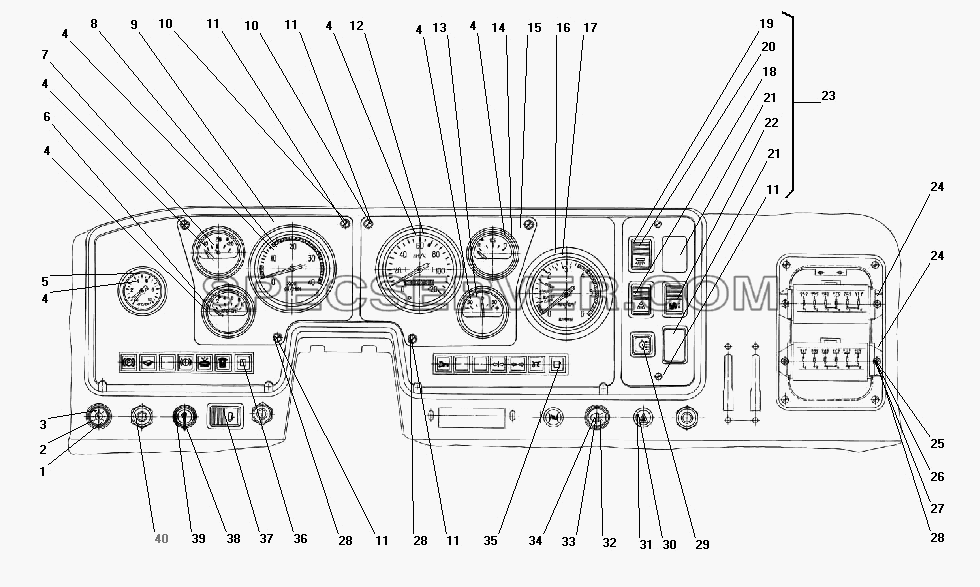 Панель приборов для Урал-43203-10 (список запасных частей)