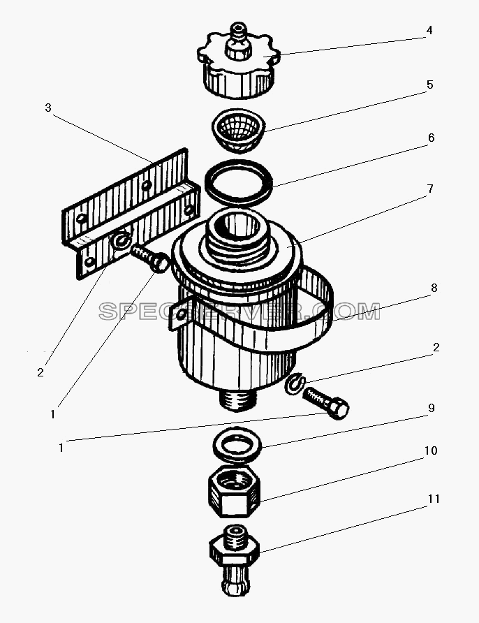 Установка бачка привода сцепления для Урал-43203-10 (список запасных частей)