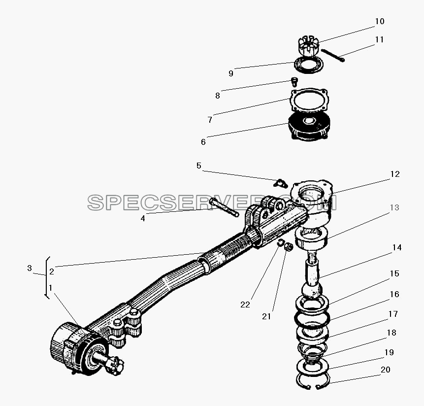 Тяга сошки рулевого управления для Урал-43203-10 (список запасных частей)