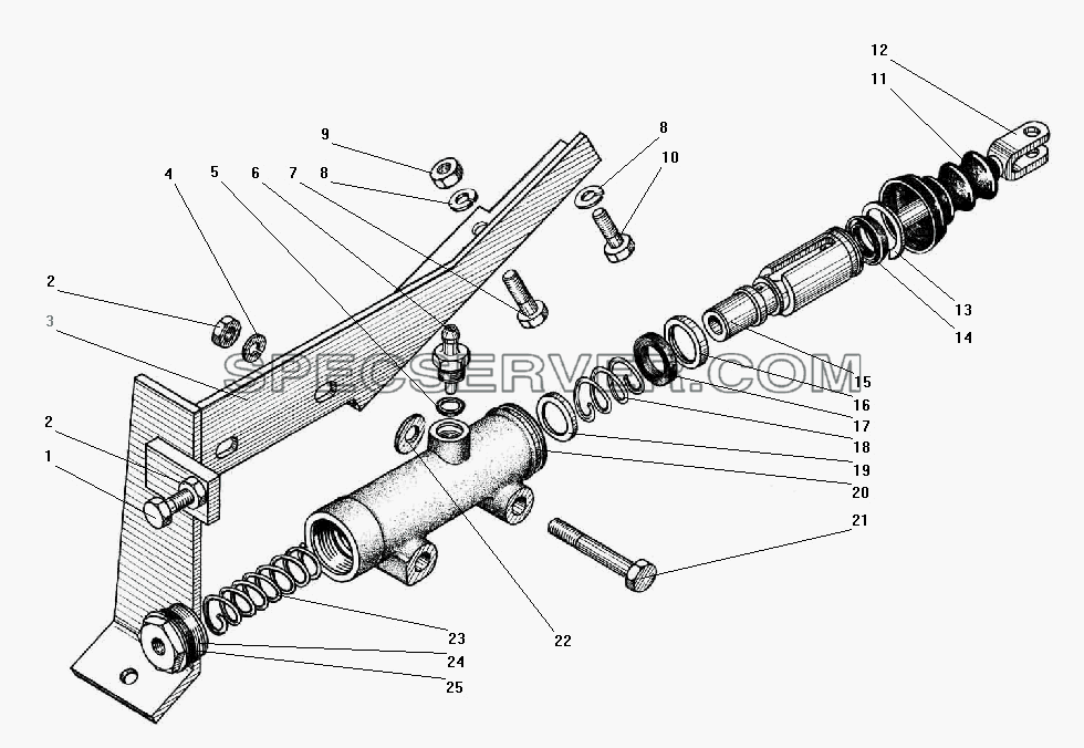 Цилиндр гидравлический для Урал-43203-10 (список запасных частей)