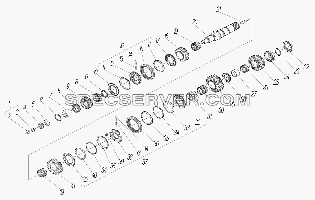 Основной вал для Урал-6370-1151 (список запасных частей)