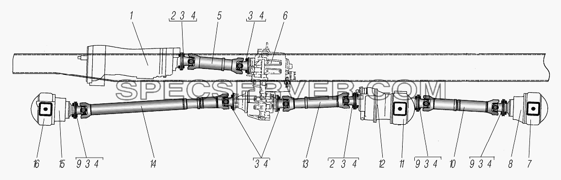 Карданная передача для Урал-6370-1151 (список запасных частей)