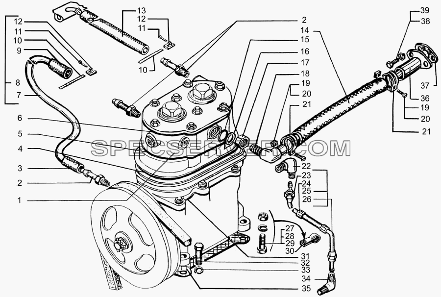 Установка компрессора 161.3509012-20 для КрАЗ-7133H4 (список запасных частей)