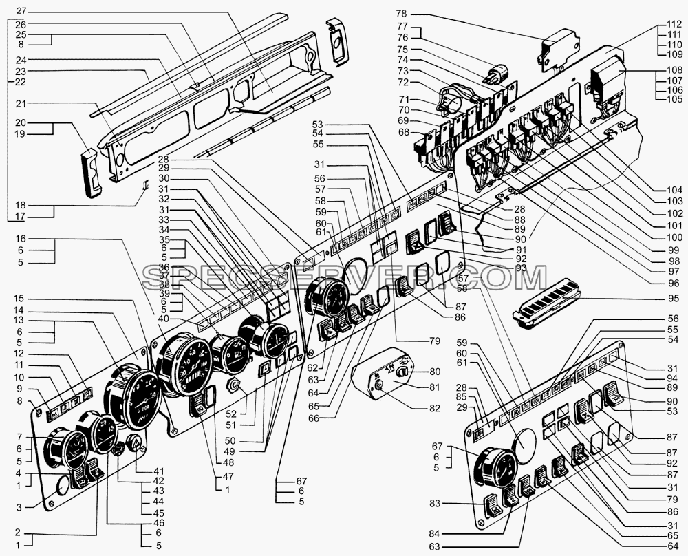 Панель приборов для КрАЗ-7133H4 (список запасных частей)