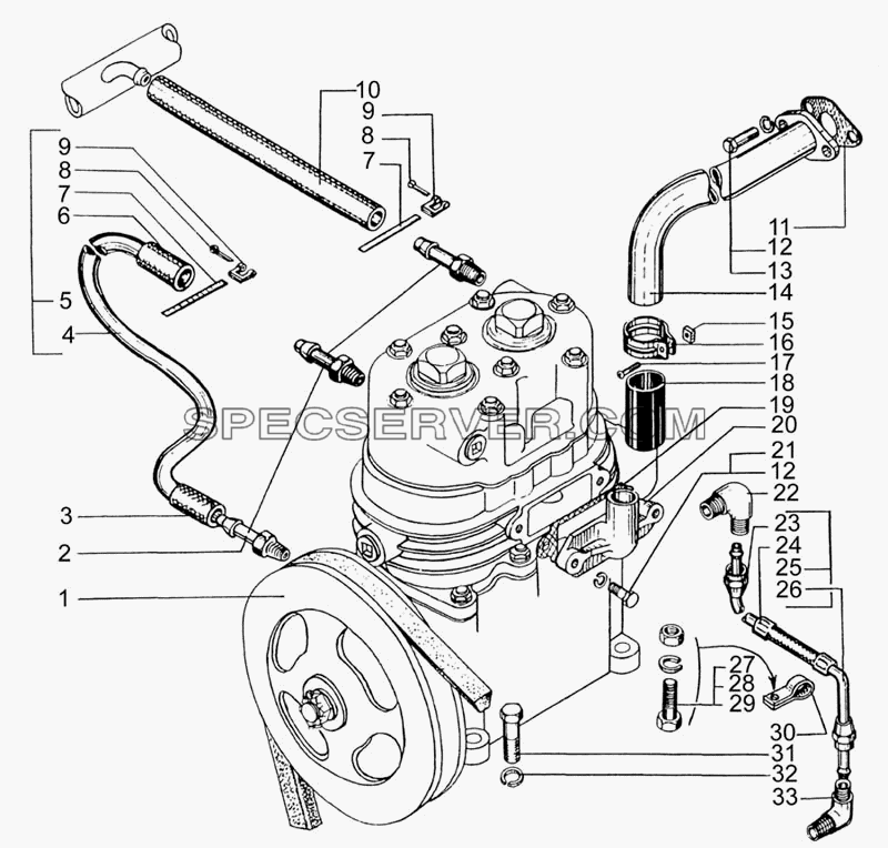 Установка и привод компрессора для КрАЗ-7133С4 (список запасных частей)