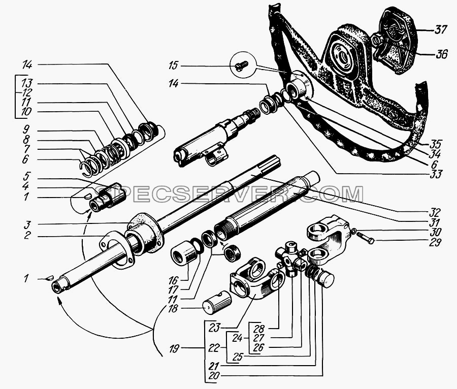 Рулевая колонка с колесом для КрАЗ-6446 (список запасных частей)