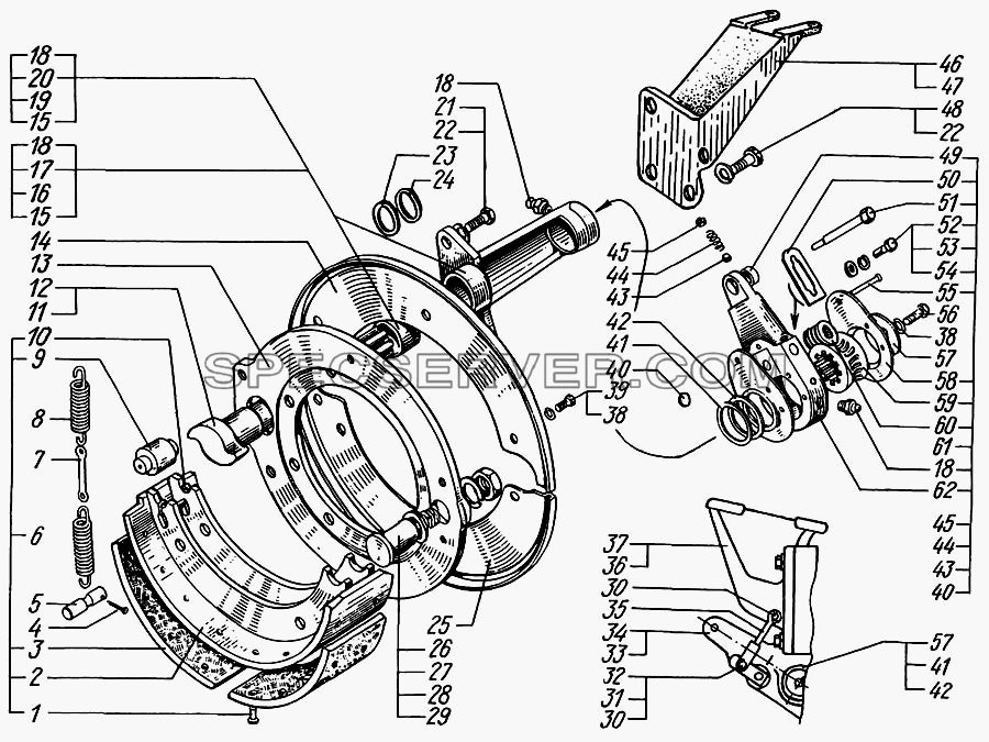 Механизмы тормозные передние для КрАЗ-6446 (список запасных частей)