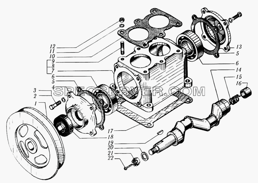 Картер и вал коленчатый компрессора для КрАЗ-6510 (список запасных частей)