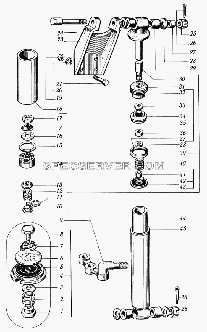 Амортизатор передней подвески для КрАЗ-6510 (список запасных частей)