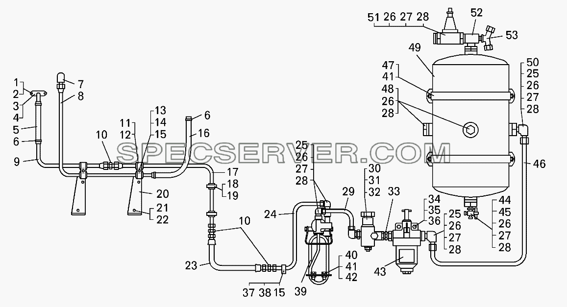 Монтаж трубопроводов компрессора на самосвале БелАЗ-75132 для БелАЗ-7513 (список запасных частей)