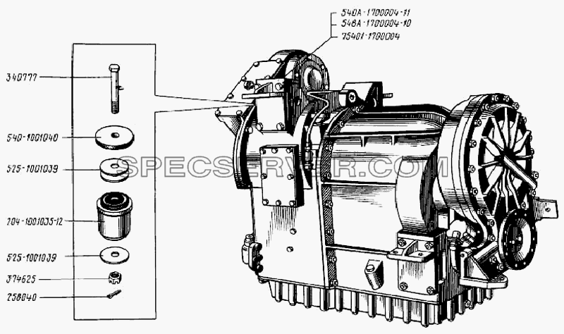 Установка гидромеханической передачи для БелАЗ-75401 (список запасных частей)