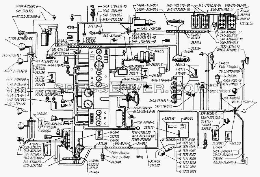 Схема электрооборудования для БелАЗ-75401 (список запасных частей)