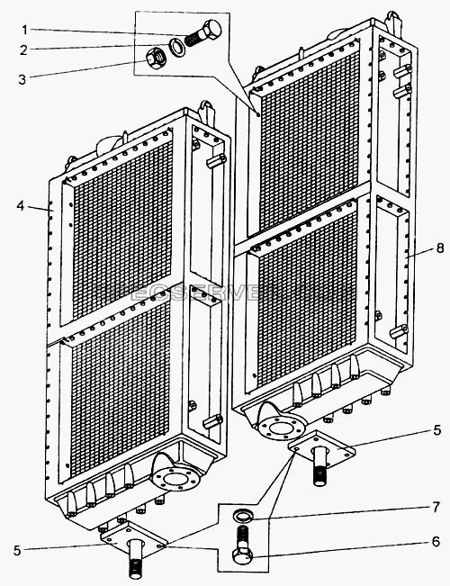 Блок радиаторов для БелАЗ-7555A (список запасных частей)