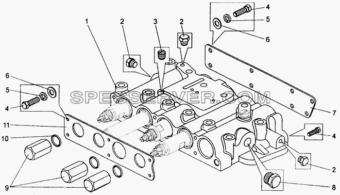 Коробка золотниковая, установка крышек, колпачков и пробок для БелАЗ-7555A (список запасных частей)