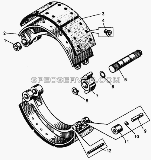 Детали колесного тормоза (7.1) для БелАЗ-7548А (список запасных частей)