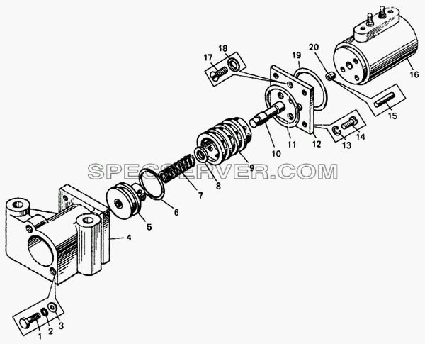 Механизм привода управления тормозом-замедлителем (5.5) для БелАЗ-7548А (список запасных частей)