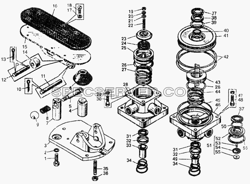 Кран управления тормозами (13.4) для БелАЗ-7548А (список запасных частей)