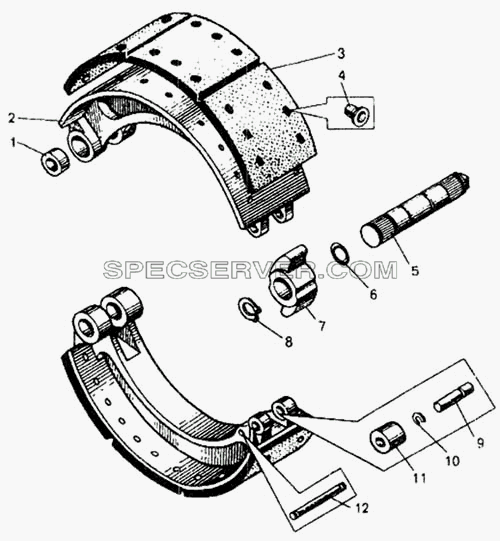 Детали колесного тормоза для БелАЗ-7548А (список запасных частей)