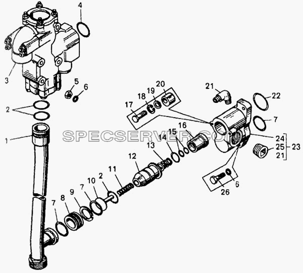 Механизм управления тормозом-замедлителем и подпорный клапан для БелАЗ-7548А (список запасных частей)