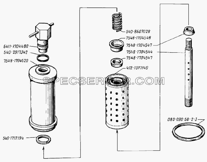 Фильтр тонкой очистки масла для БелАЗ-7540 (список запасных частей)