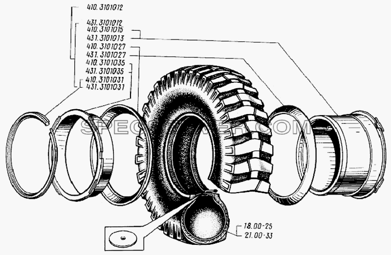 Детали колес для БелАЗ-7540 (список запасных частей)